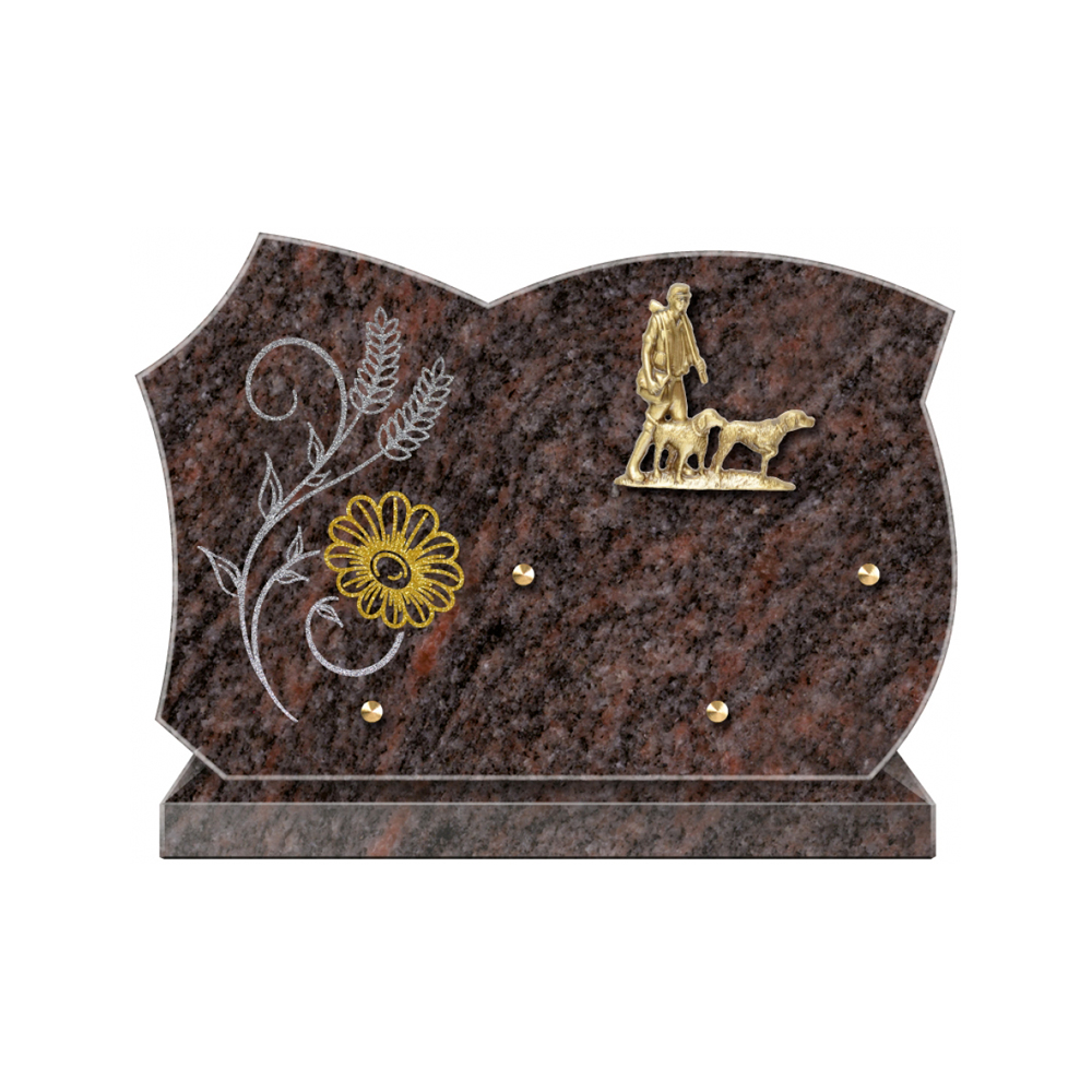 Plaque funéraire Forme 3 Granit Sablée Doré et Argenté 30x20 – Plaques Funéraires Créations® – vue complémentaire