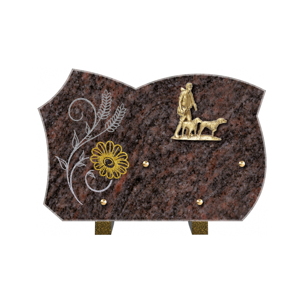 Plaque funéraire Forme 3 Granit Sablée Doré et Argenté 30x20 – Plaques Funéraires Créations® – vue complémentaire