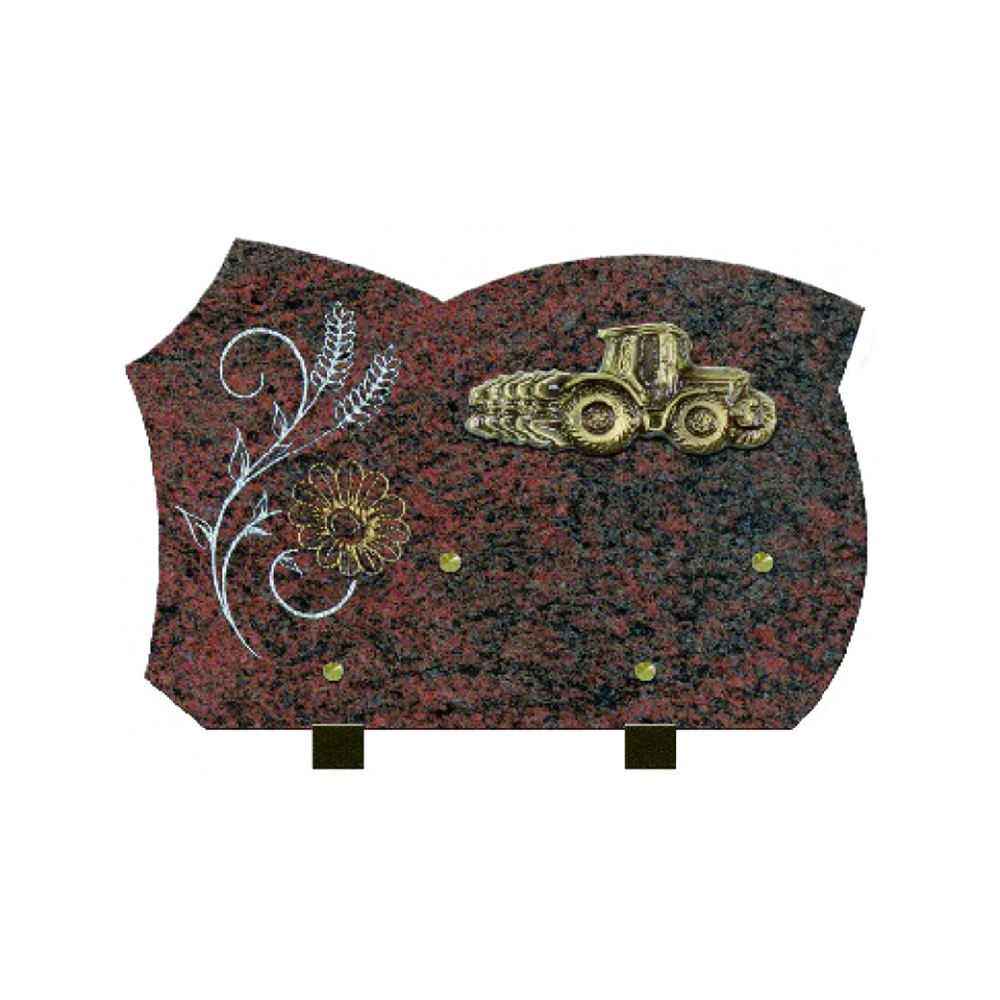 Plaque funéraire Forme 3 Granit Sablée Doré et Argenté 30x20 – Plaques Funéraires Créations®