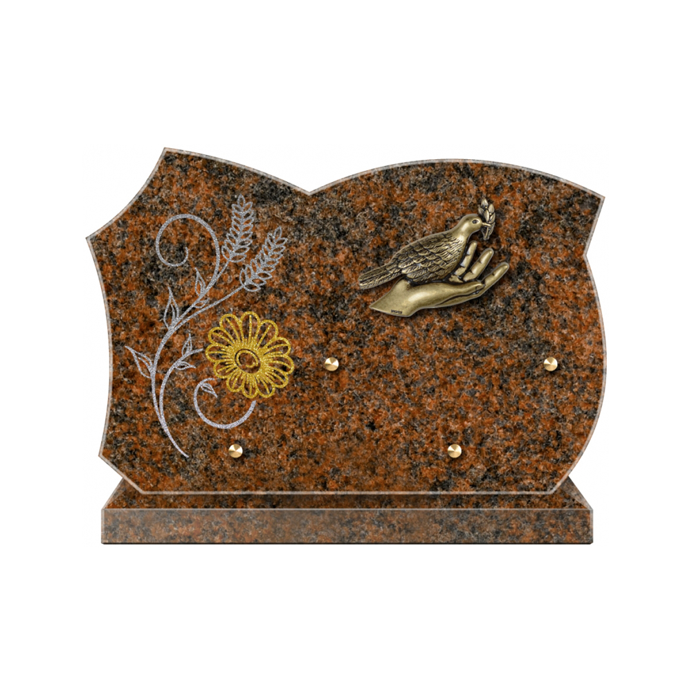 Plaque funéraire Forme 3 Granit Sablée Doré et Argenté 30x20 – Plaques Funéraires Créations®