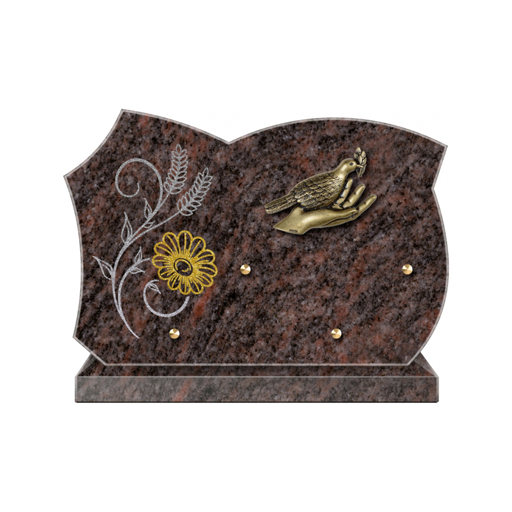 Plaque funéraire Forme 3 Granit Sablée Doré et Argenté 30x20 – Plaques Funéraires Créations® – vue complémentaire