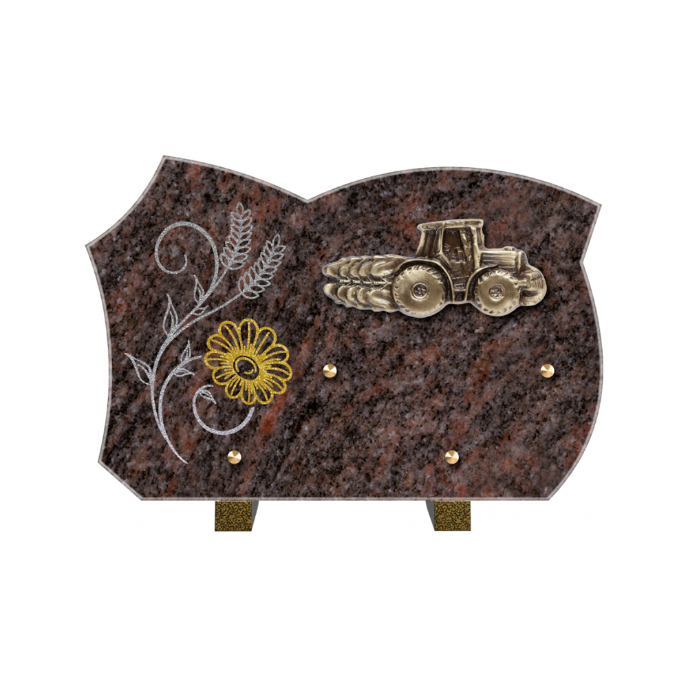 Plaque funéraire Forme 3 Granit Sablée Doré et Argenté 30x20 – Plaques Funéraires Créations® – vue complémentaire