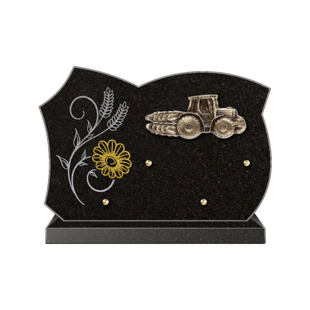 Plaque funéraire Forme 3 Granit Sablée Doré et Argenté 30x20 – Plaques Funéraires Créations® – vue complémentaire
