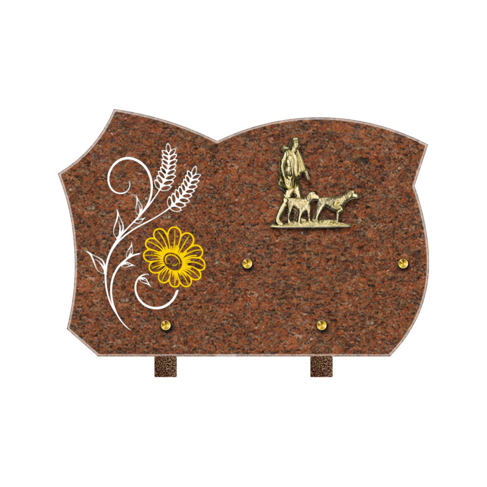Plaque funéraire Forme 3 Granit Sablée Doré et Argenté 30x20 – Plaques Funéraires Créations® – vue complémentaire