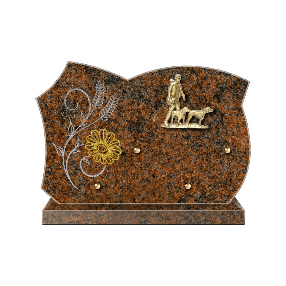 Plaque funéraire Forme 3 Granit Sablée Doré et Argenté 30x20 – Plaques Funéraires Créations® – vue complémentaire