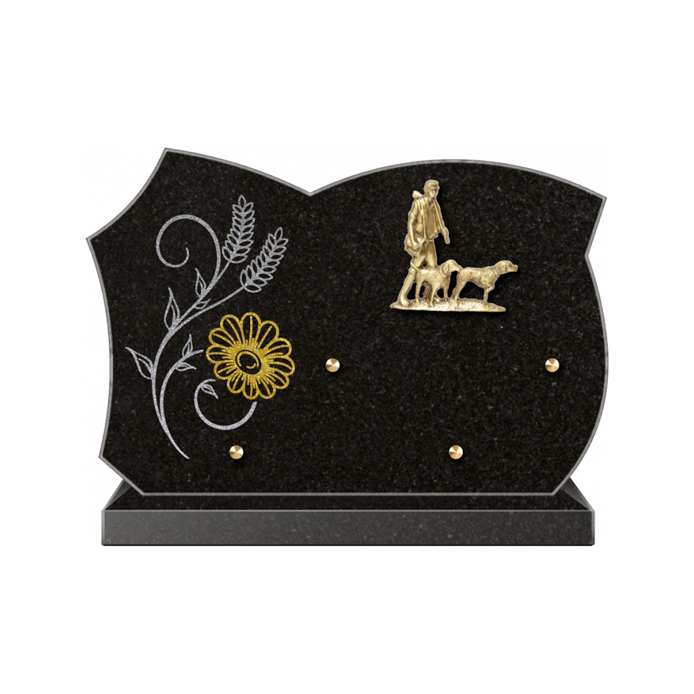 Plaque funéraire Forme 3 Granit Sablée Doré et Argenté 30x20 – Plaques Funéraires Créations® – vue complémentaire