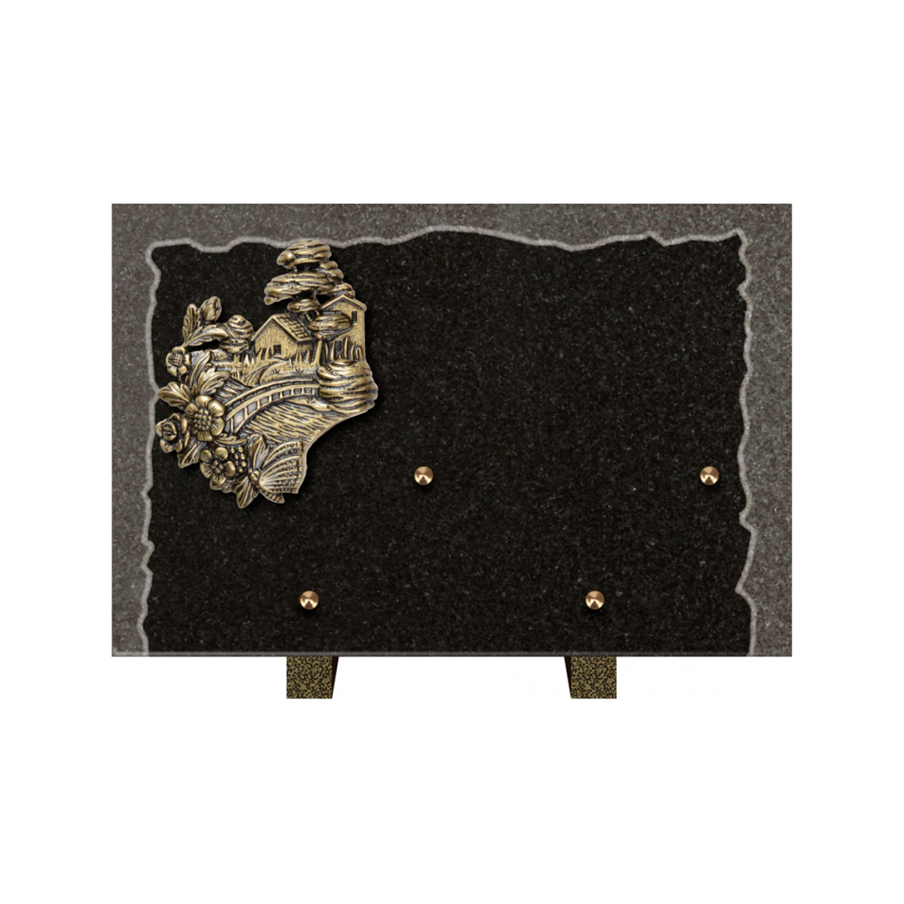 Plaque funéraire Rectangle Granit Chants Eclatés 30x20 – Plaques Funéraires Créations® – vue complémentaire