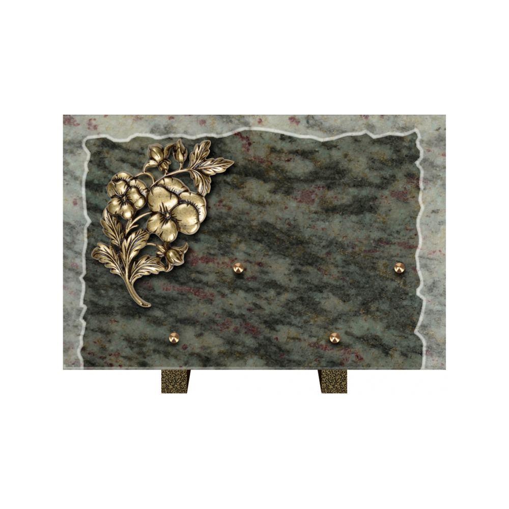 Plaque funéraire Rectangle Granit Chants Eclatés 30x20 – Plaques Funéraires Créations® – vue complémentaire