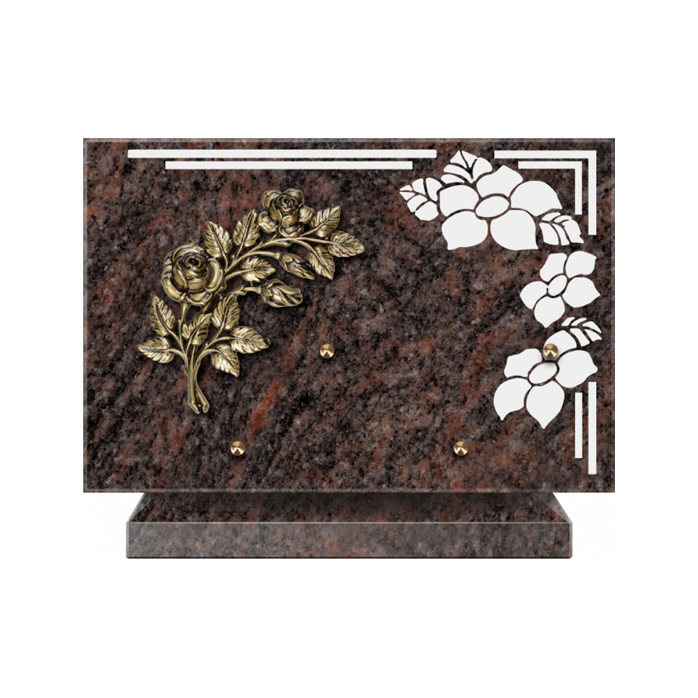 Plaque funéraire Rectangle 1 Granit Sablé 30x20 – Plaques Funéraires Créations® – vue complémentaire