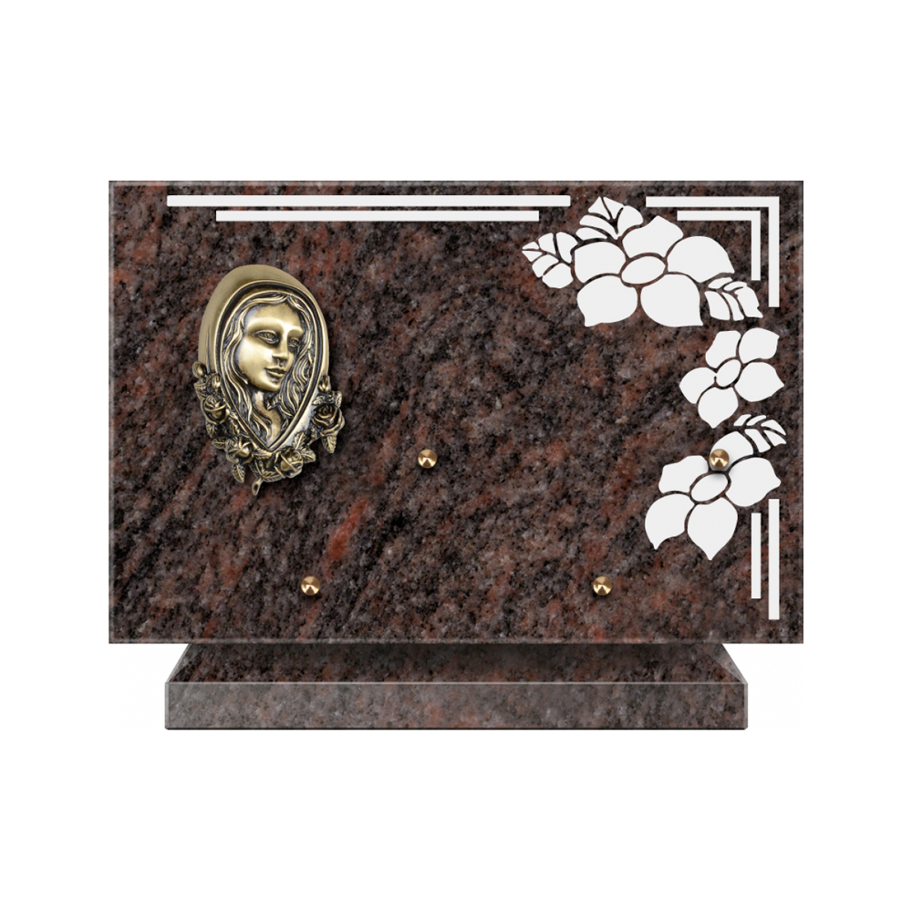 Plaque funéraire Rectangle 1 Granit Sablé 30x20 – Plaques Funéraires Créations® – vue complémentaire