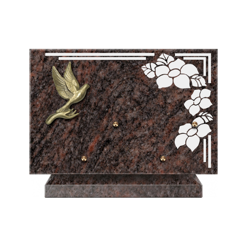 Plaque funéraire Rectangle 1 Granit Sablé 30x20 – Plaques Funéraires Créations® – vue complémentaire