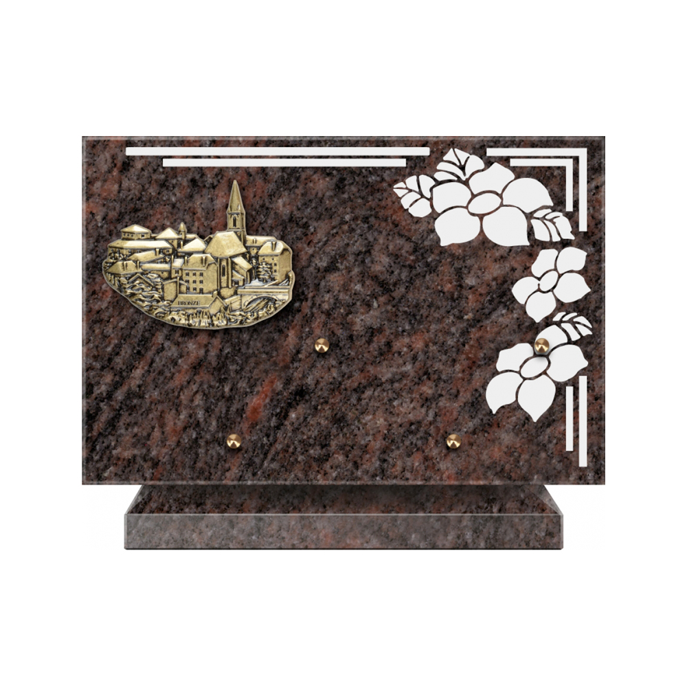 Plaque funéraire Rectangle 1 Granit Sablé 30x20 – Plaques Funéraires Créations® – vue complémentaire