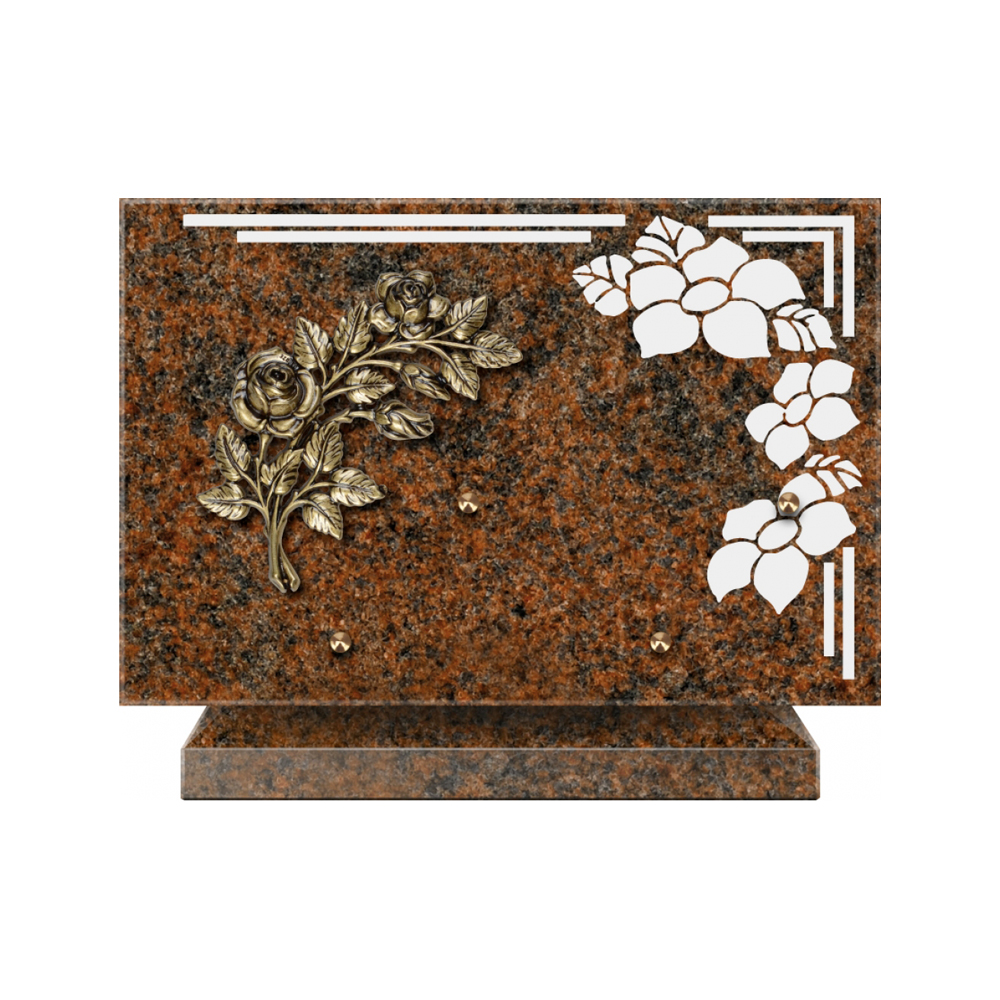 Plaque funéraire Rectangle 1 Granit Sablé 30x20 – Plaques Funéraires Créations® – vue complémentaire
