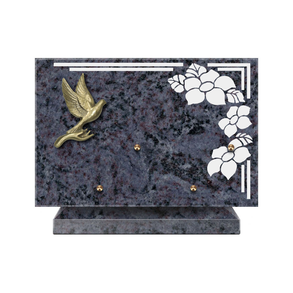 Plaque funéraire Rectangle 1 Granit Sablé 30x20 – Plaques Funéraires Créations® – vue complémentaire
