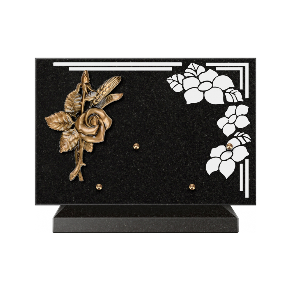 Plaque funéraire Rectangle 1 Granit Sablé 30x20 – Plaques Funéraires Créations® – vue complémentaire