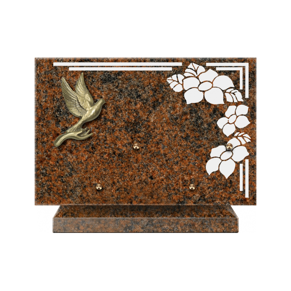 Plaque funéraire Rectangle 1 Granit Sablé 30x20 – Plaques Funéraires Créations® – vue complémentaire