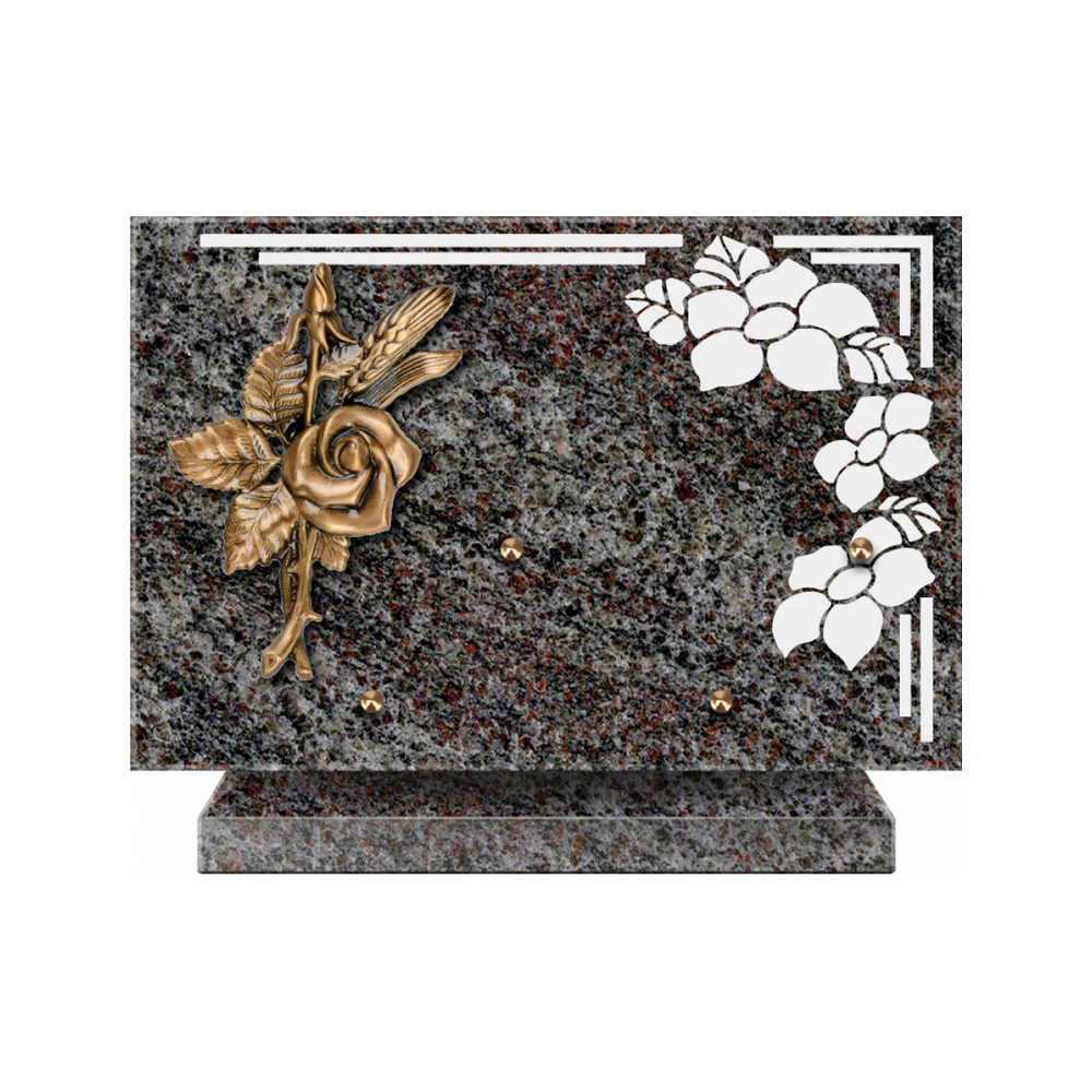 Plaque funéraire Rectangle 1 Granit Sablé 30x20 – Plaques Funéraires Créations® – vue complémentaire