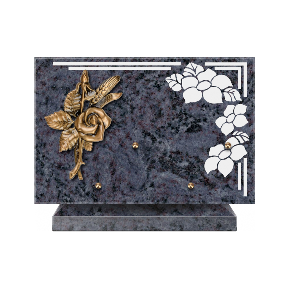 Plaque funéraire Rectangle 1 Granit Sablé 30x20 – Plaques Funéraires Créations® – vue complémentaire