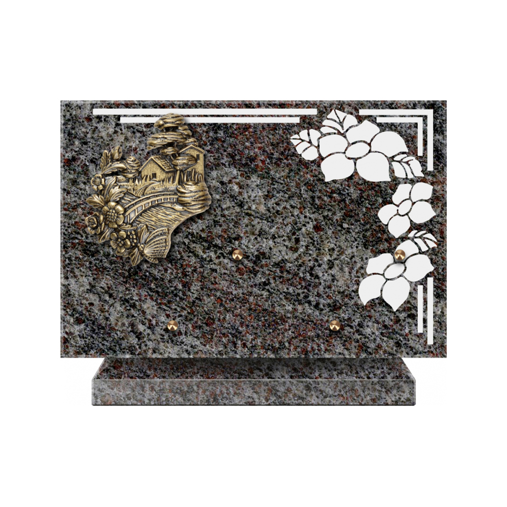 Plaque funéraire Rectangle 1 Granit Sablé 30x20 – Plaques Funéraires Créations® – vue complémentaire