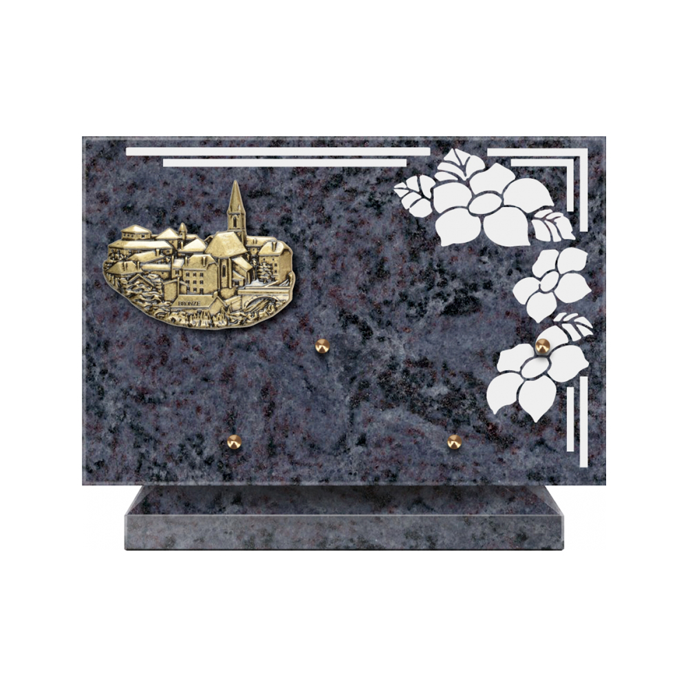 Plaque funéraire Rectangle 1 Granit Sablé 30x20 – Plaques Funéraires Créations® – vue complémentaire