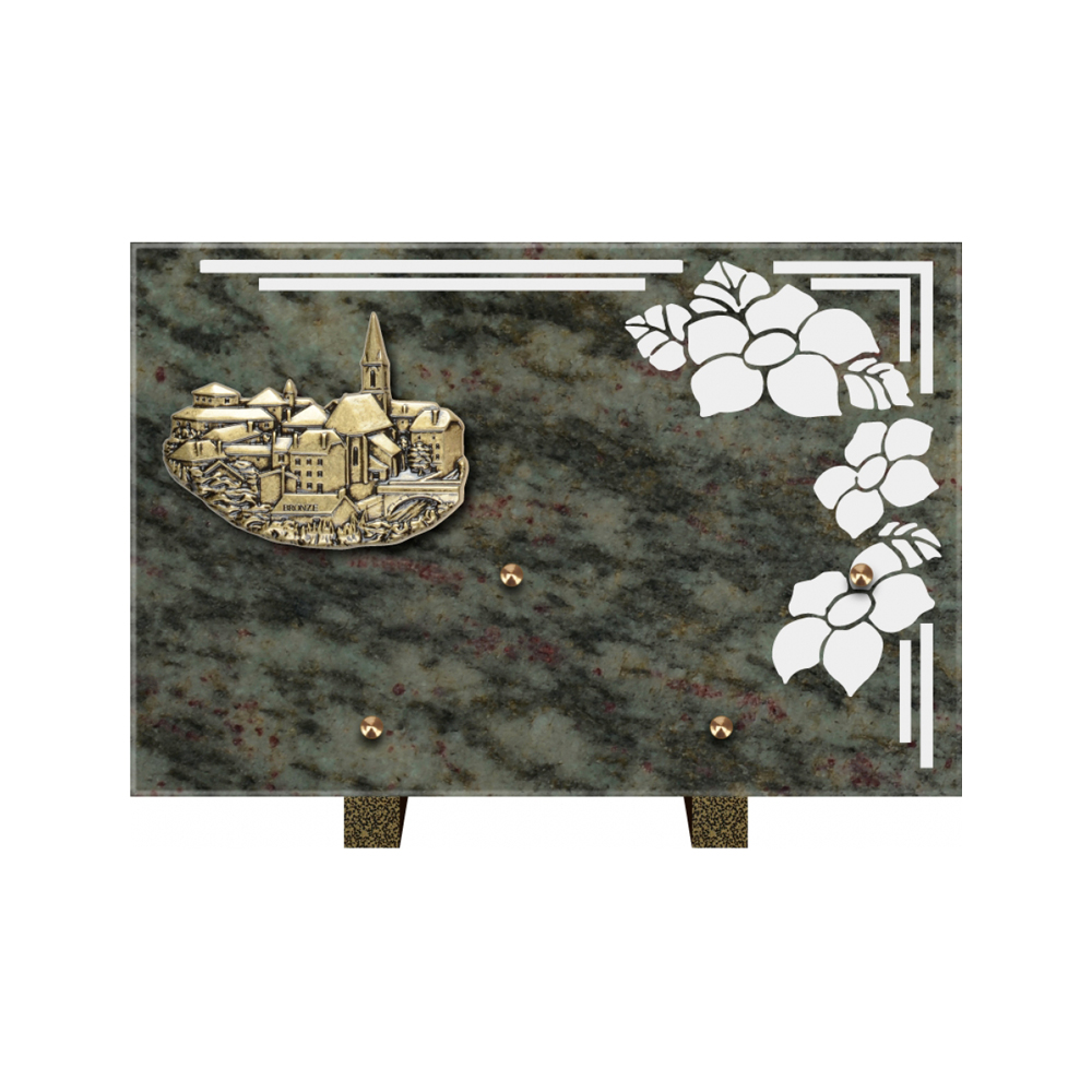 Plaque funéraire Rectangle 1 Granit Sablé 30x20 – Plaques Funéraires Créations® – vue complémentaire