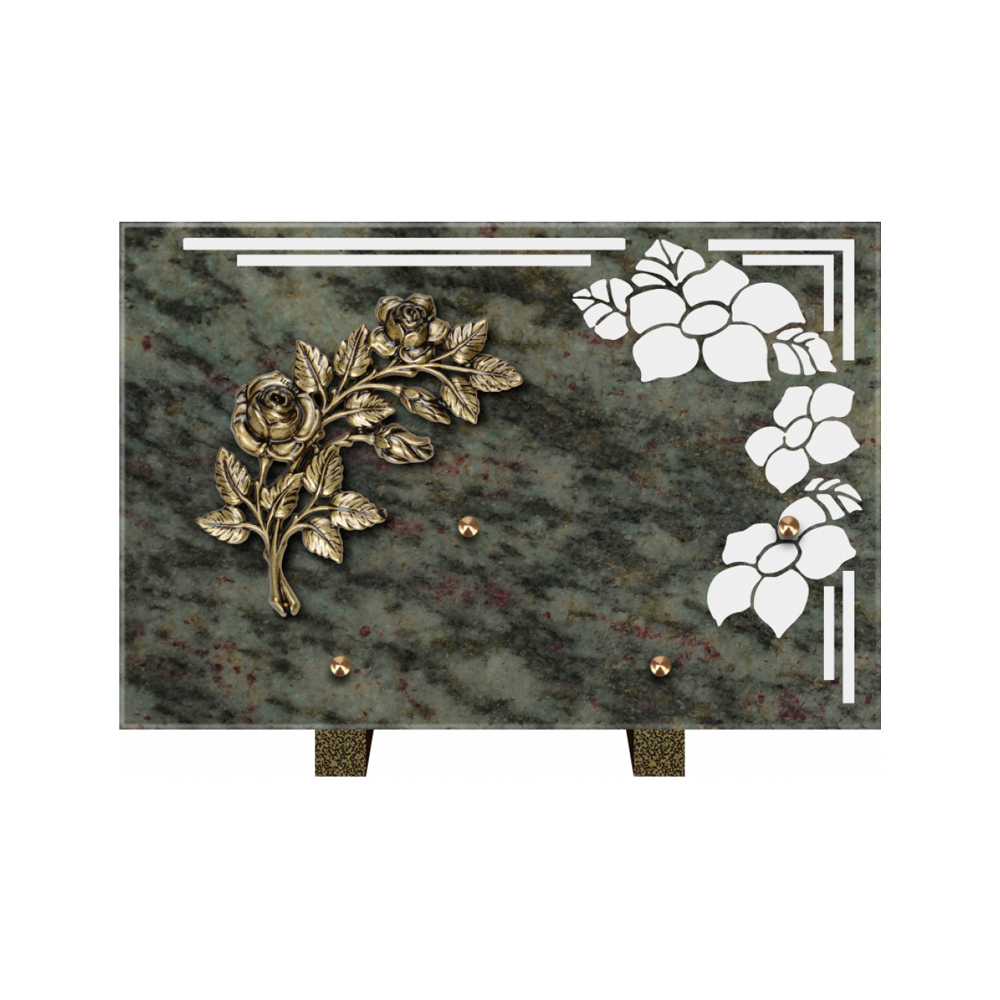Plaque funéraire Rectangle 1 Granit Sablé 30x20 – Plaques Funéraires Créations® – vue complémentaire