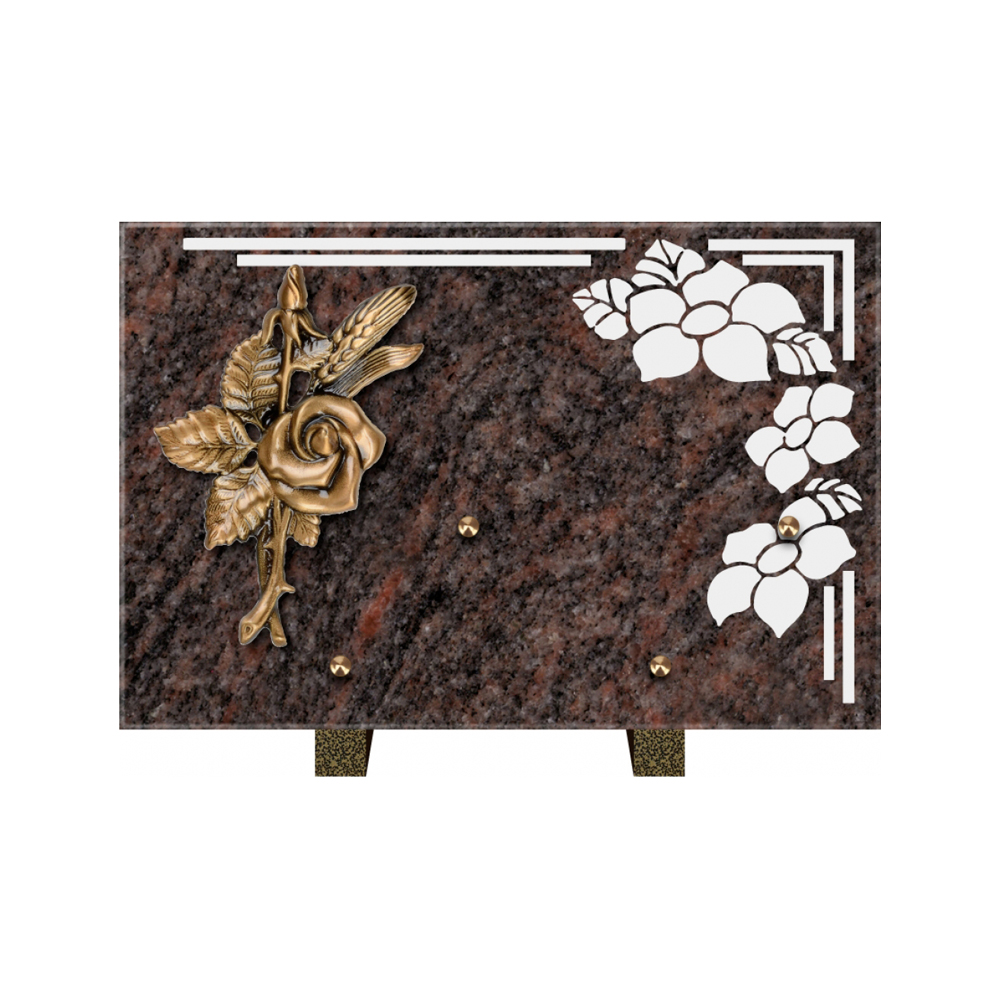 Plaque funéraire Rectangle 1 Granit Sablé 30x20 – Plaques Funéraires Créations® – vue complémentaire