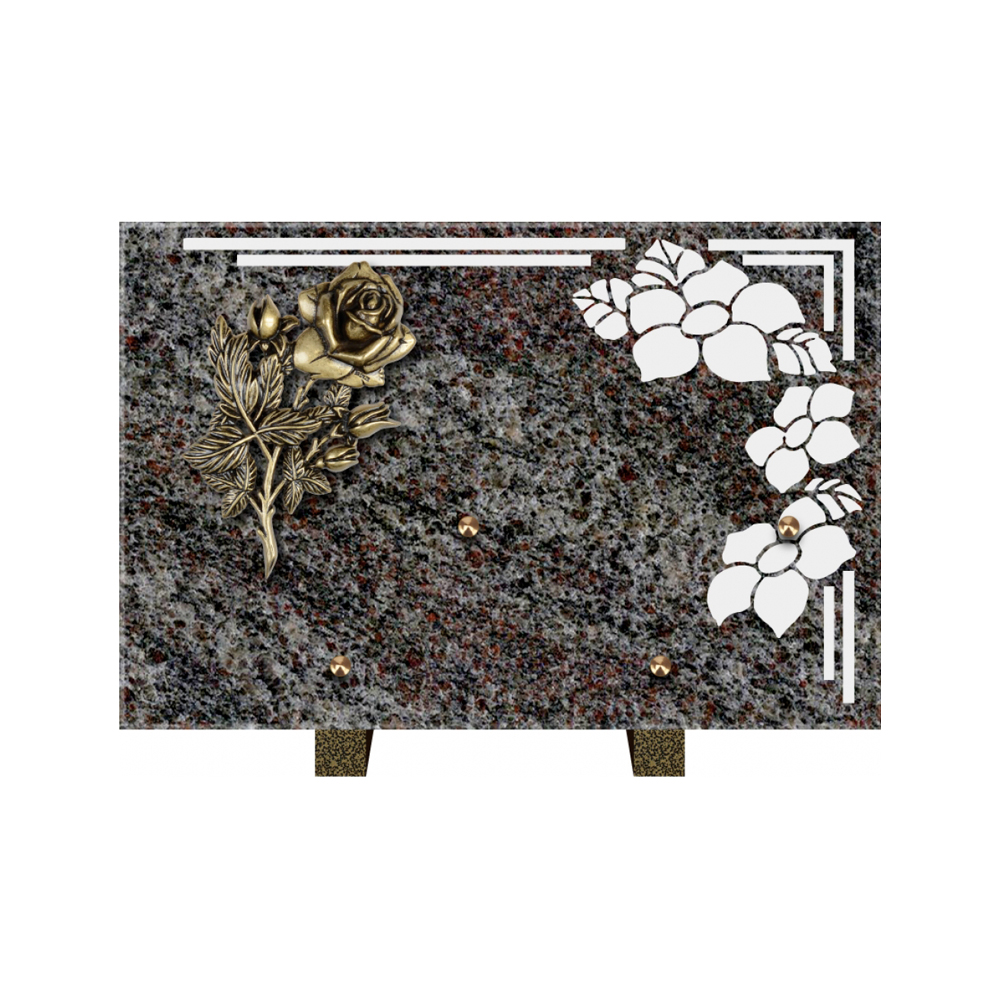 Plaque funéraire Rectangle 1 Granit Sablé 30x20 – Plaques Funéraires Créations® – vue complémentaire