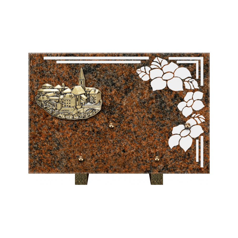 Plaque funéraire Rectangle 1 Granit Sablé 30x20 – Plaques Funéraires Créations® – vue complémentaire