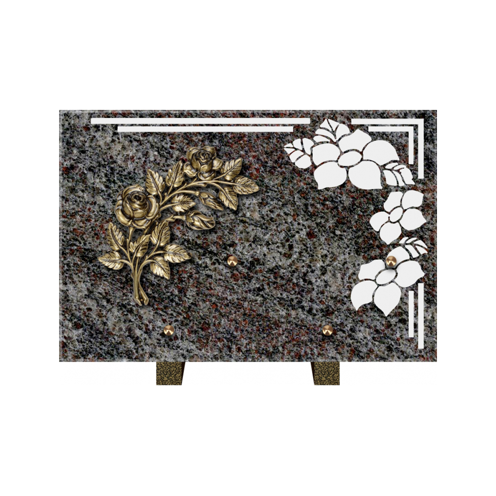 Plaque funéraire Rectangle 1 Granit Sablé 30x20 – Plaques Funéraires Créations® – vue complémentaire