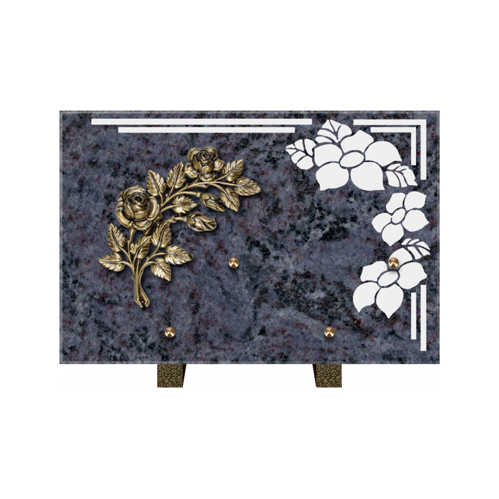 Plaque funéraire Rectangle 1 Granit Sablé 30x20 – Plaques Funéraires Créations® – vue complémentaire