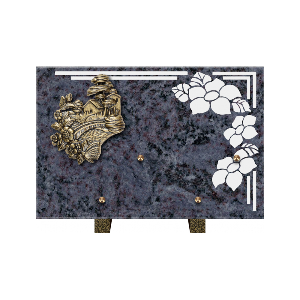 Plaque funéraire Rectangle 1 Granit Sablé 30x20 – Plaques Funéraires Créations® – vue complémentaire