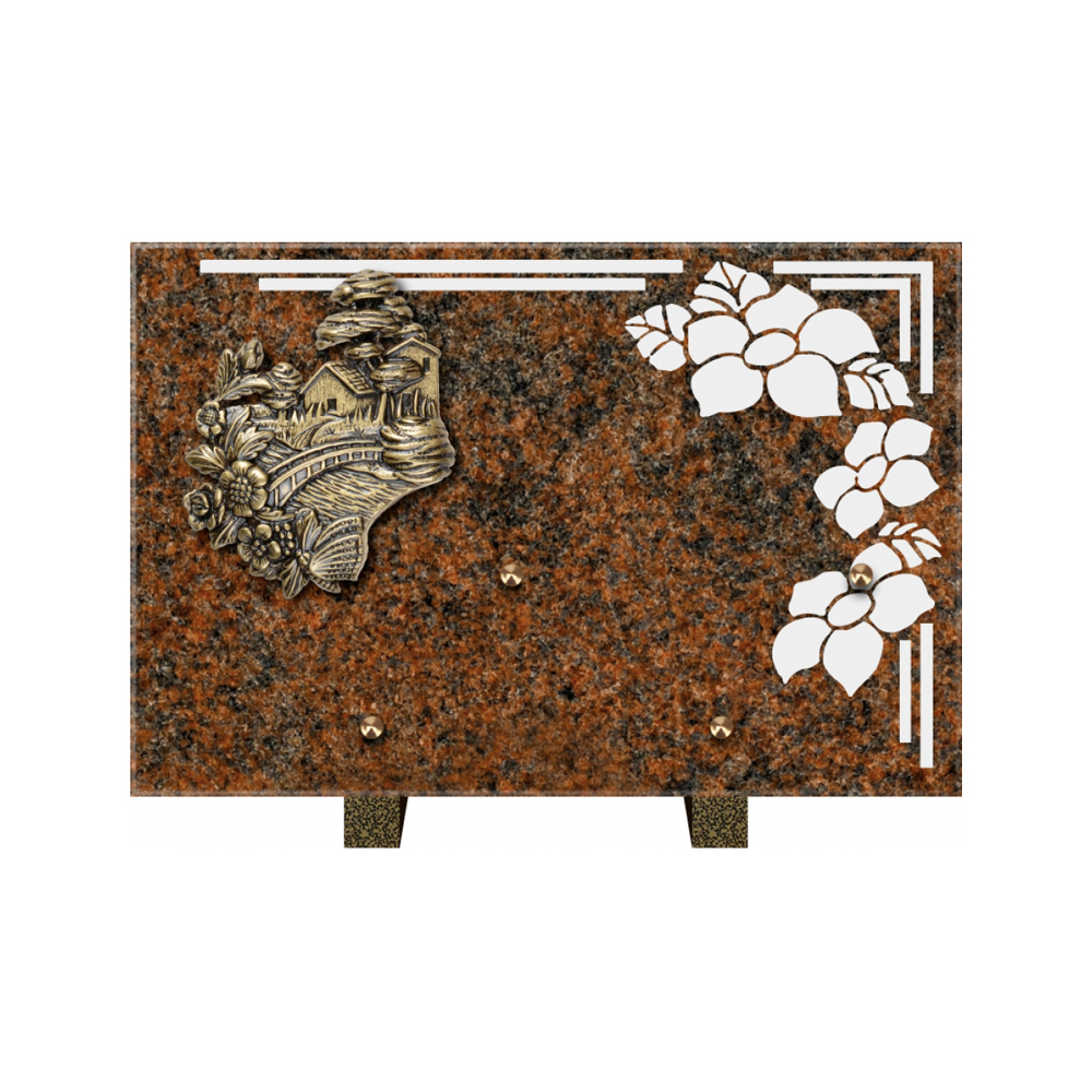 Plaque funéraire Rectangle 1 Granit Sablé 30x20 – Plaques Funéraires Créations® – vue complémentaire