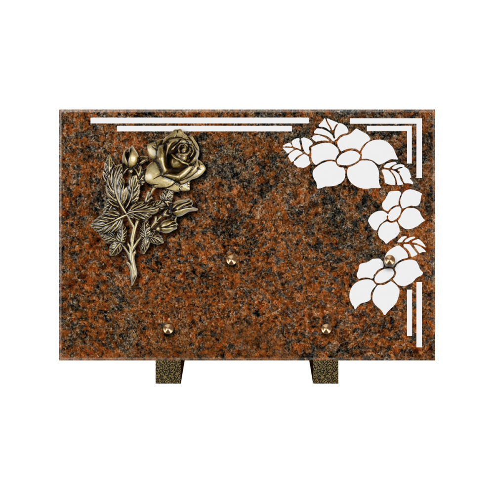 Plaque funéraire Rectangle 1 Granit Sablé 30x20 – Plaques Funéraires Créations® – vue complémentaire