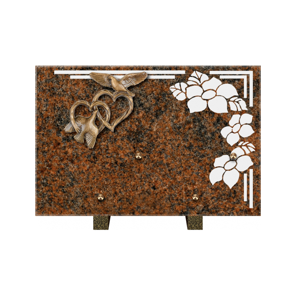 Plaque funéraire Rectangle 1 Granit Sablé 30x20 – Plaques Funéraires Créations® – vue complémentaire