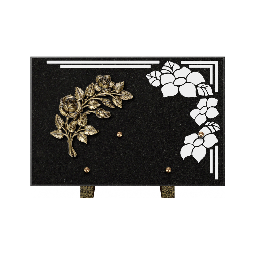 Plaque funéraire Rectangle 1 Granit Sablé 30x20 – Plaques Funéraires Créations® – vue complémentaire