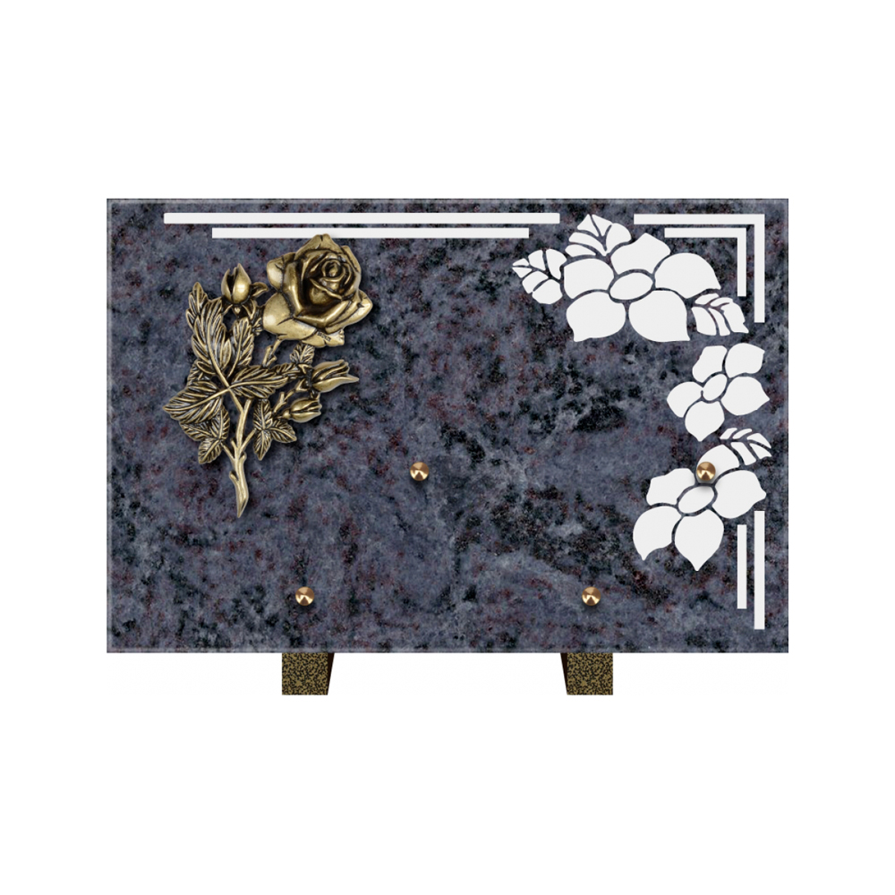 Plaque funéraire Rectangle 1 Granit Sablé 30x20 – Plaques Funéraires Créations® – vue complémentaire