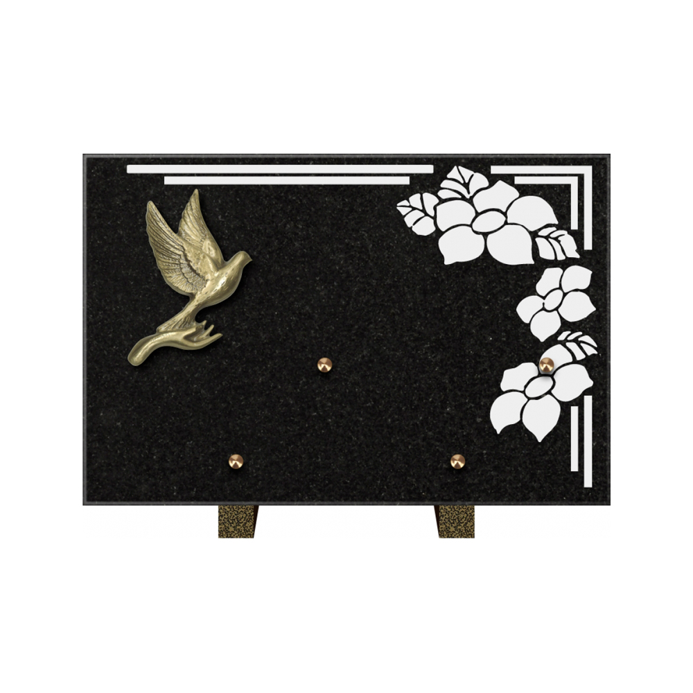 Plaque funéraire Rectangle 1 Granit Sablé 30x20 – Plaques Funéraires Créations® – vue complémentaire