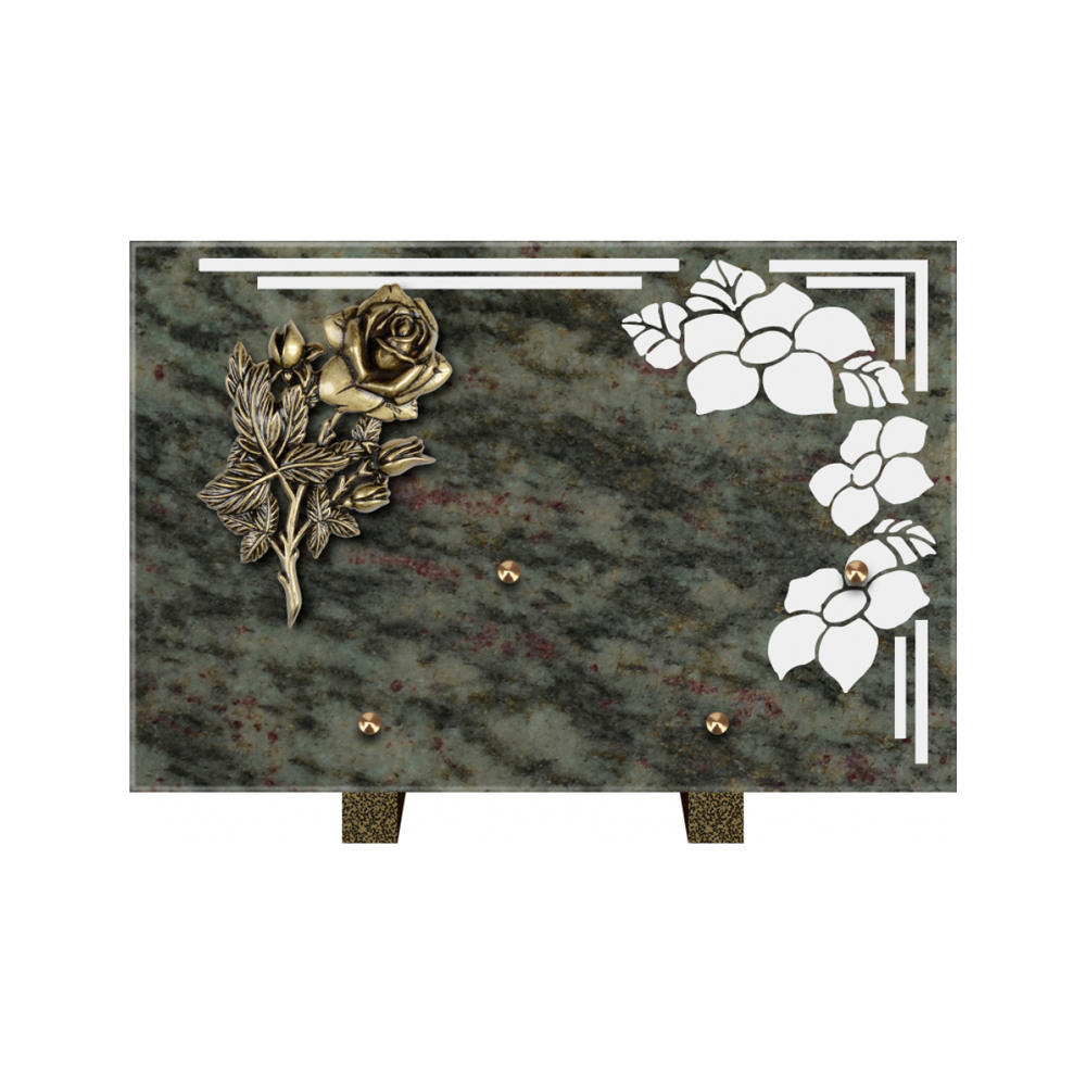 Plaque funéraire Rectangle 1 Granit Sablé 30x20 – Plaques Funéraires Créations® – vue complémentaire