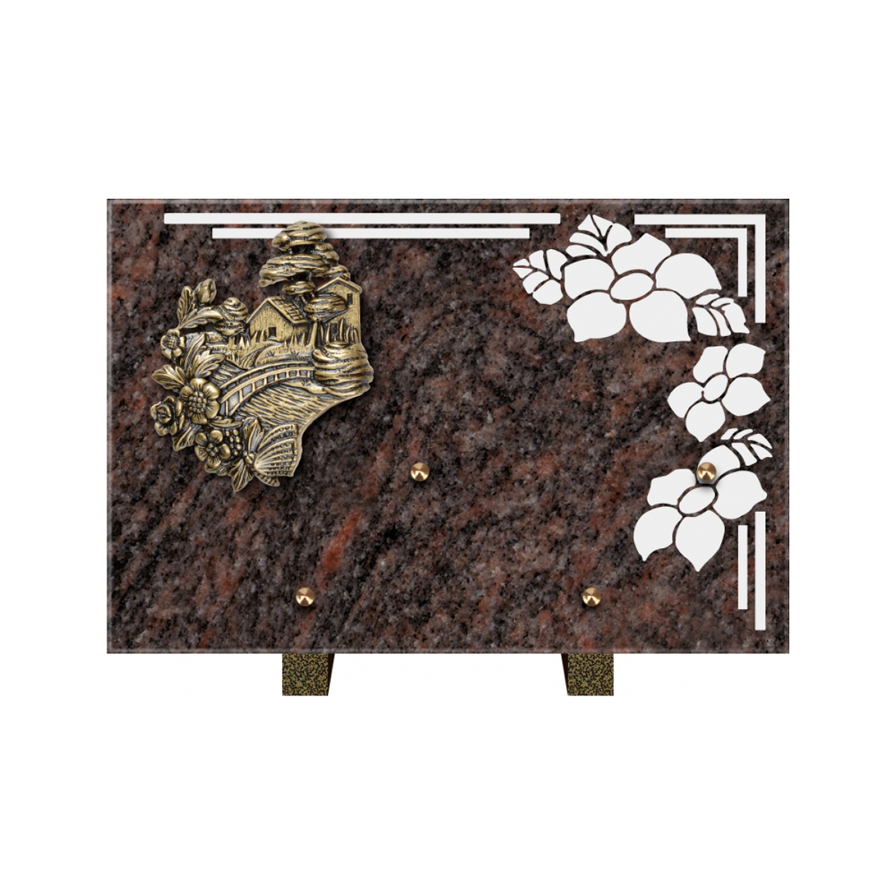 Plaque funéraire Rectangle 1 Granit Sablé 30x20 – Plaques Funéraires Créations® – vue complémentaire