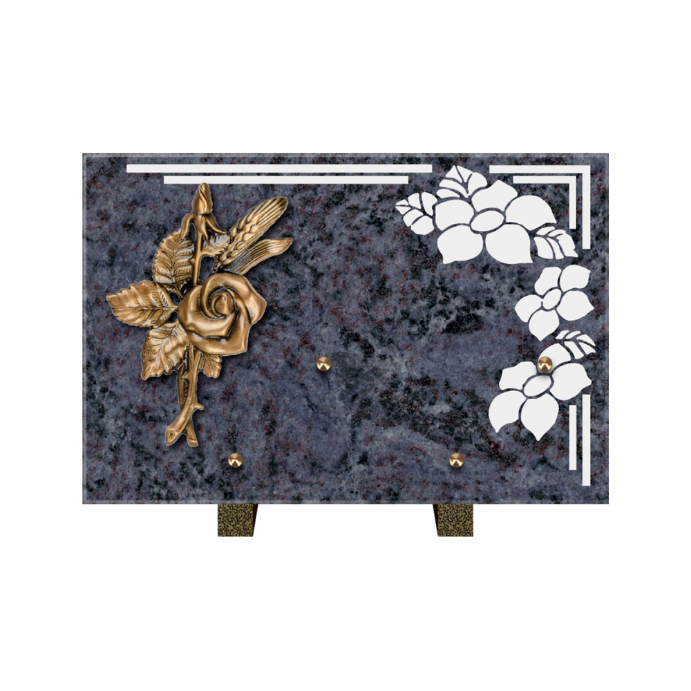 Plaque funéraire Rectangle 1 Granit Sablé 30x20 – Plaques Funéraires Créations® – vue complémentaire
