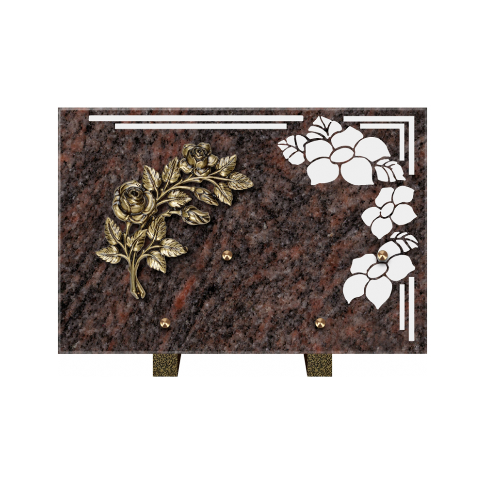 Plaque funéraire Rectangle 1 Granit Sablé 30x20 – Plaques Funéraires Créations® – vue complémentaire
