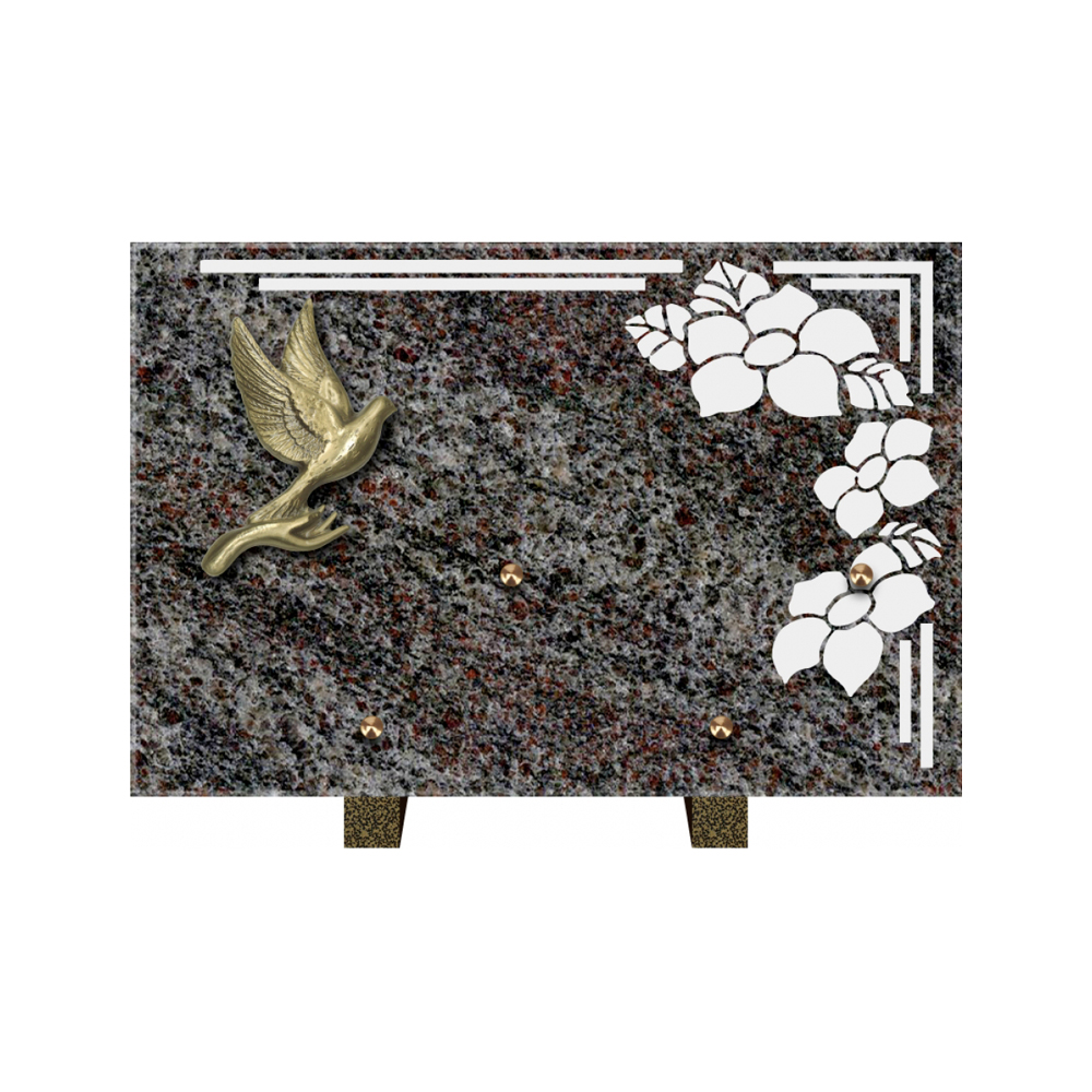 Plaque funéraire Rectangle 1 Granit Sablé 30x20 – Plaques Funéraires Créations® – vue complémentaire