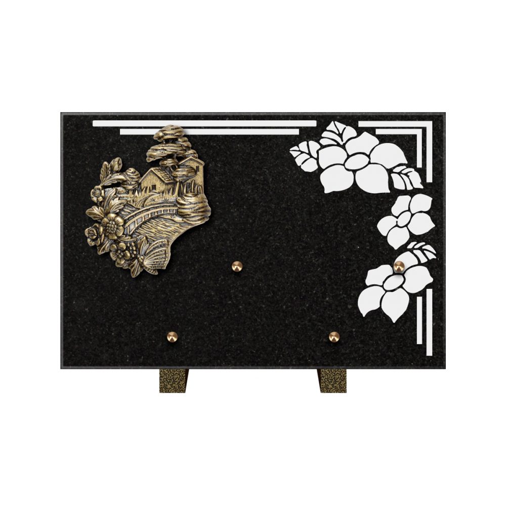 Plaque funéraire Rectangle 1 Granit Sablé 30x20 – Plaques Funéraires Créations® – vue complémentaire
