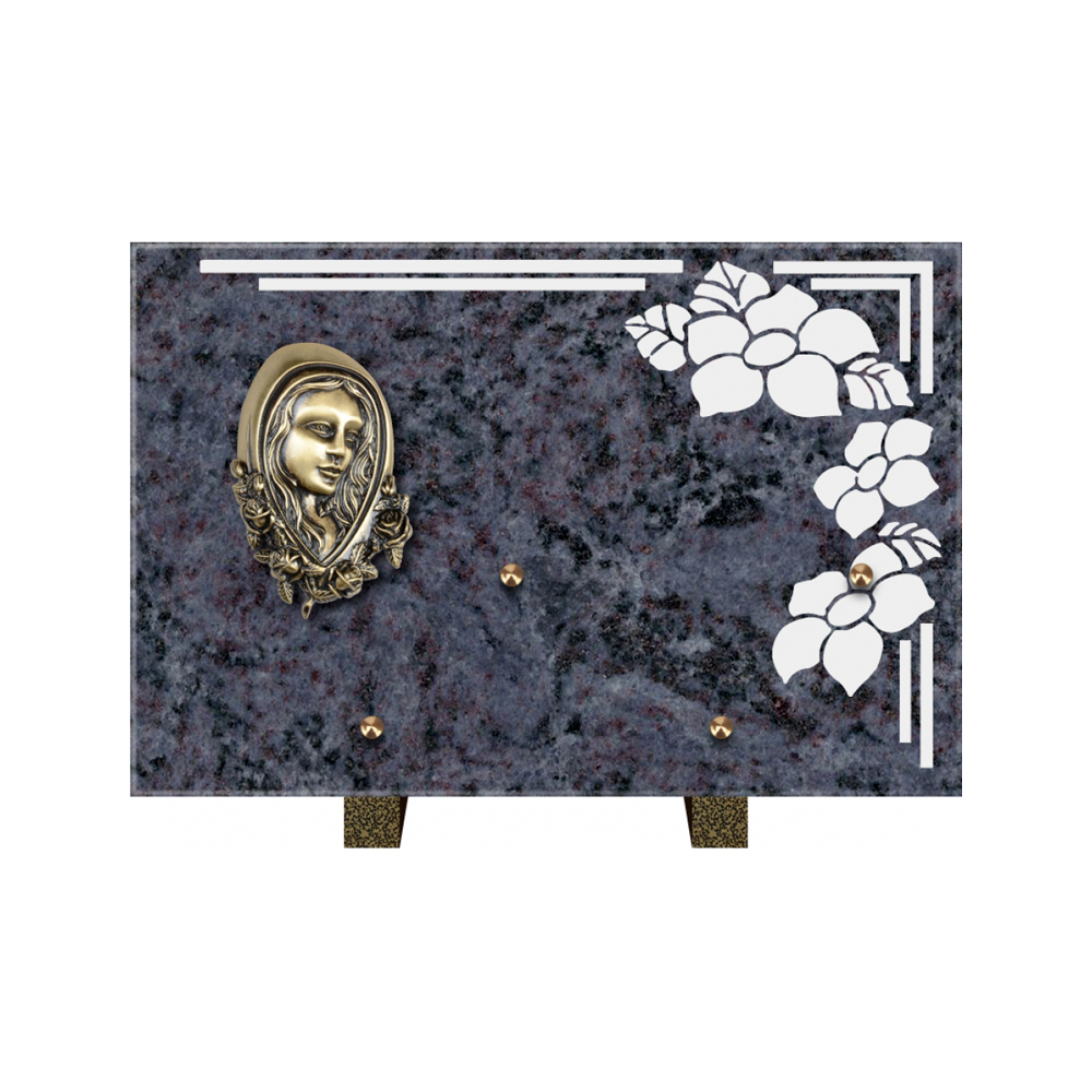 Plaque funéraire Rectangle 1 Granit Sablé 30x20 – Plaques Funéraires Créations® – vue complémentaire