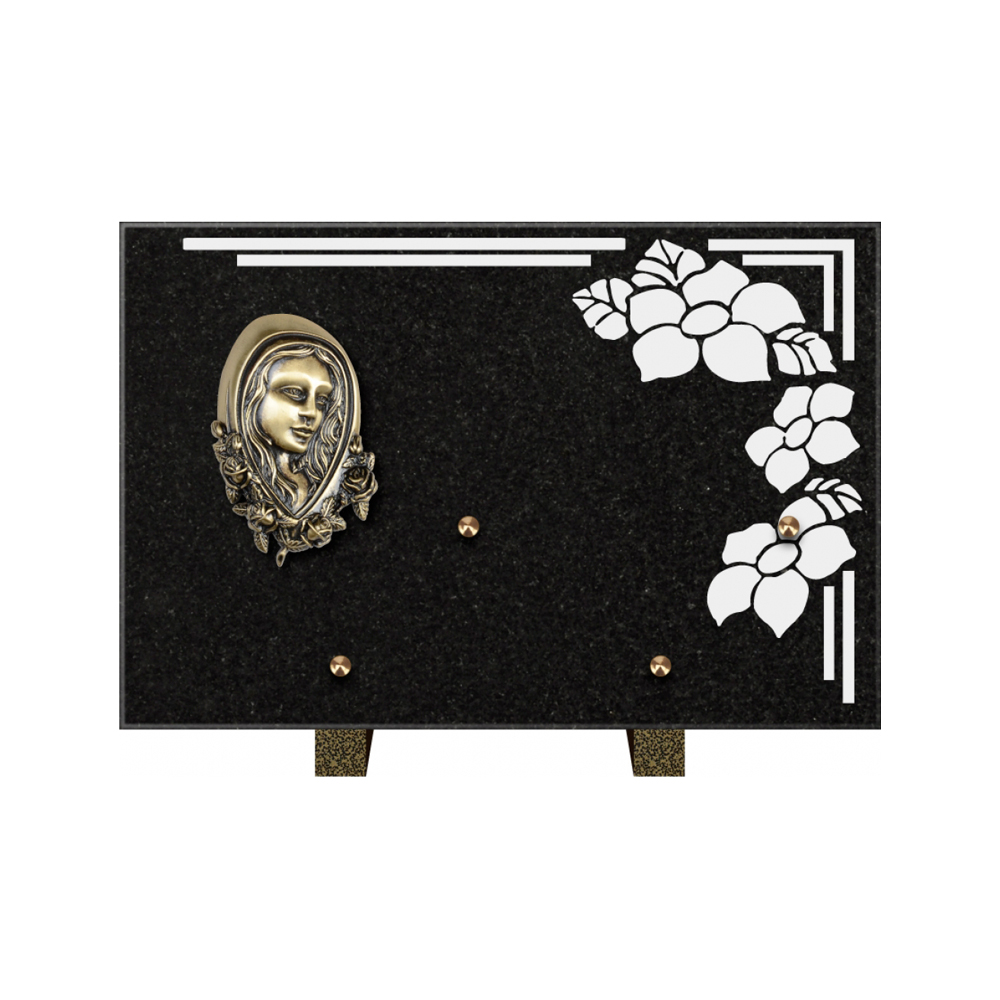 Plaque funéraire Rectangle 1 Granit Sablé 30x20 – Plaques Funéraires Créations® – vue complémentaire
