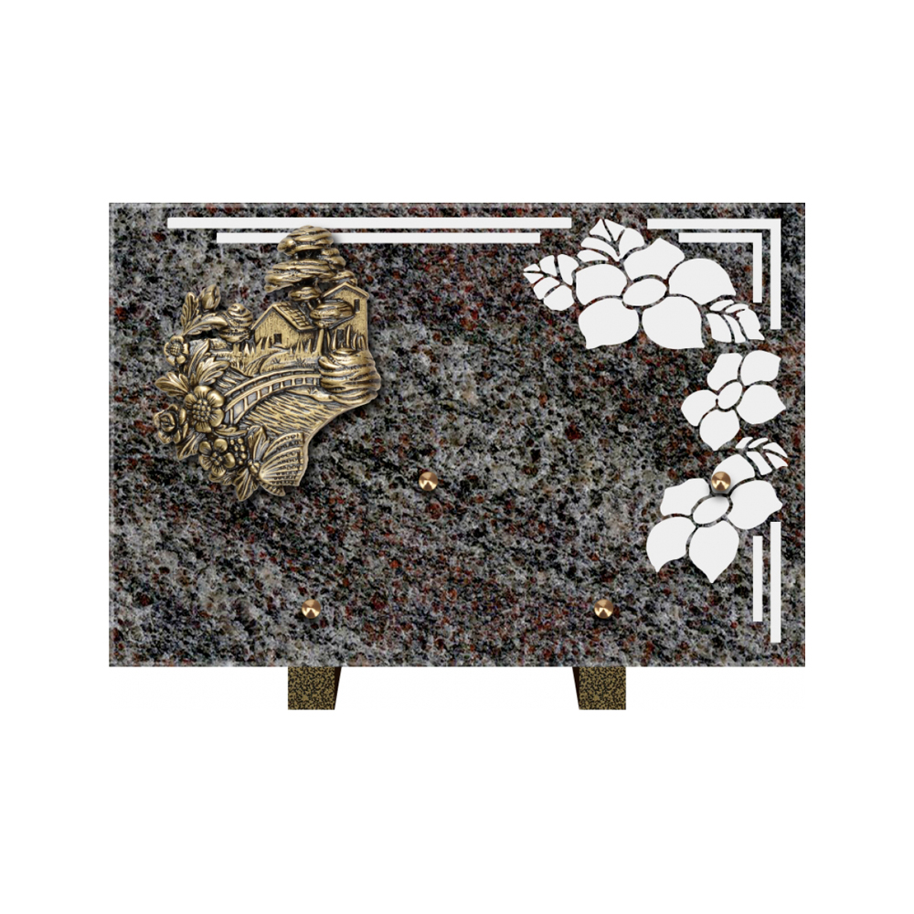 Plaque funéraire Rectangle 1 Granit Sablé 30x20 – Plaques Funéraires Créations® – vue complémentaire