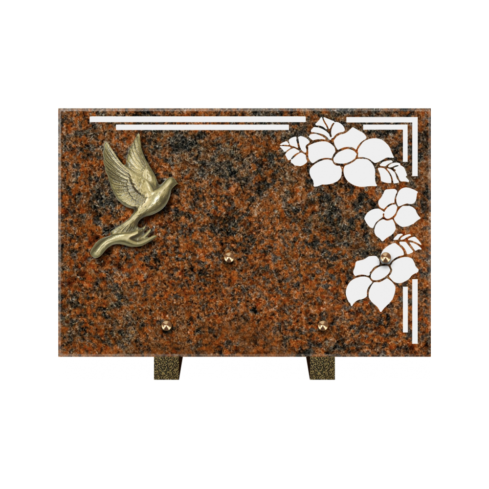 Plaque funéraire Rectangle 1 Granit Sablé 30x20 – Plaques Funéraires Créations® – vue complémentaire