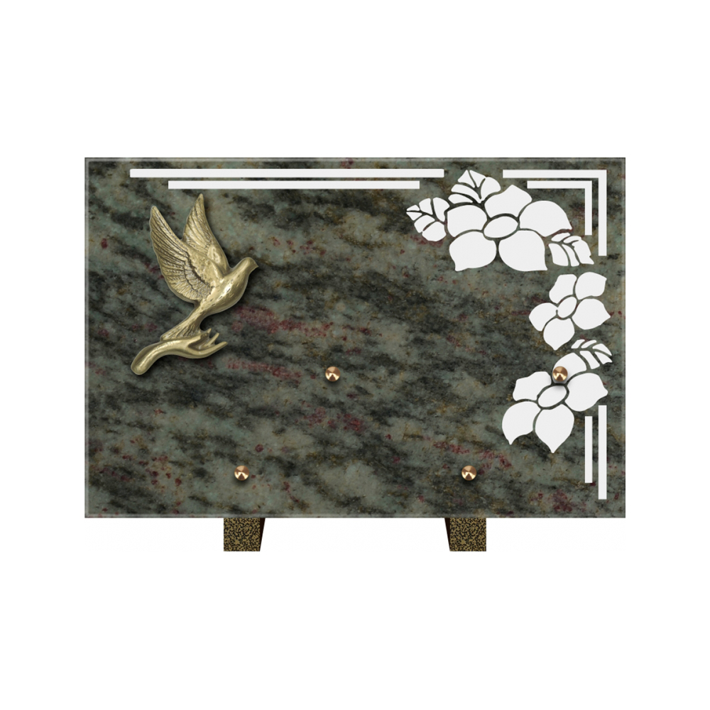 Plaque funéraire Rectangle 1 Granit Sablé 30x20 – Plaques Funéraires Créations® – vue complémentaire