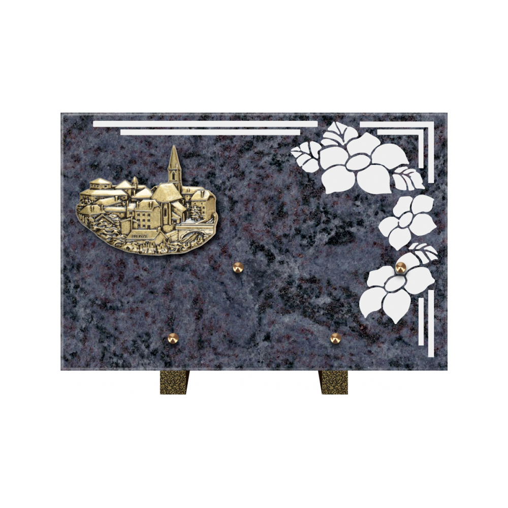 Plaque funéraire Rectangle 1 Granit Sablé 30x20 – Plaques Funéraires Créations® – vue complémentaire